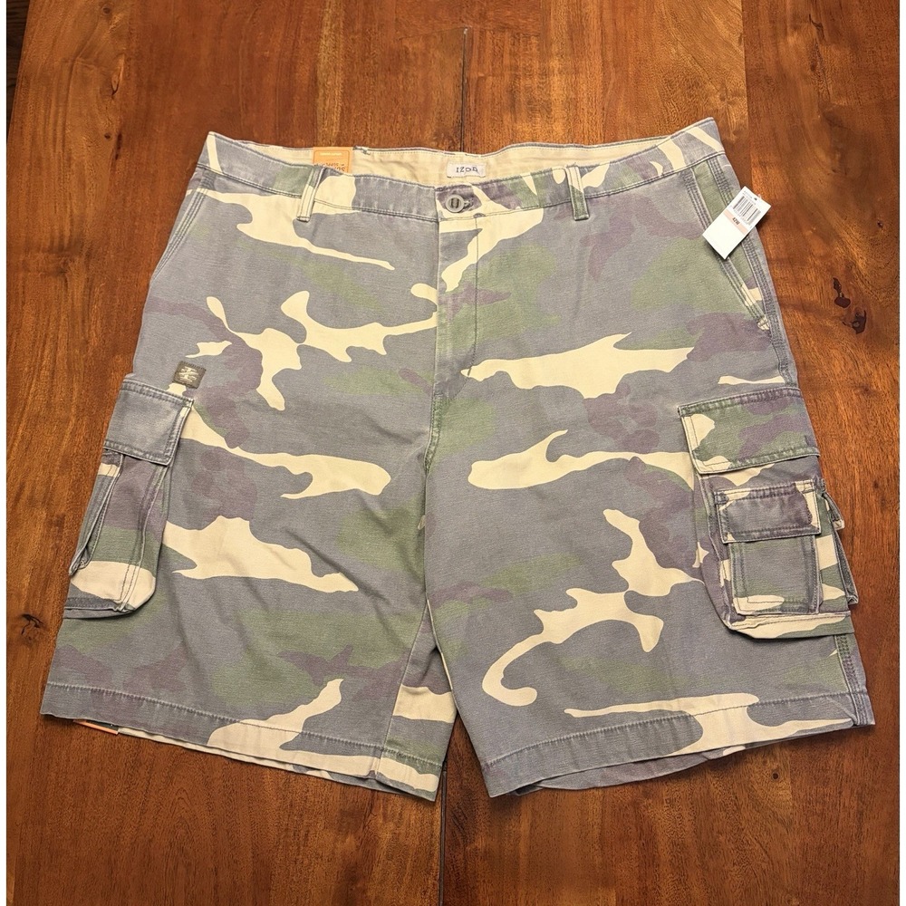 IZOD Camo Cargo Shorts NEW Surplus Supply Utility Mens 42 Baggy Cotton VTG 10"